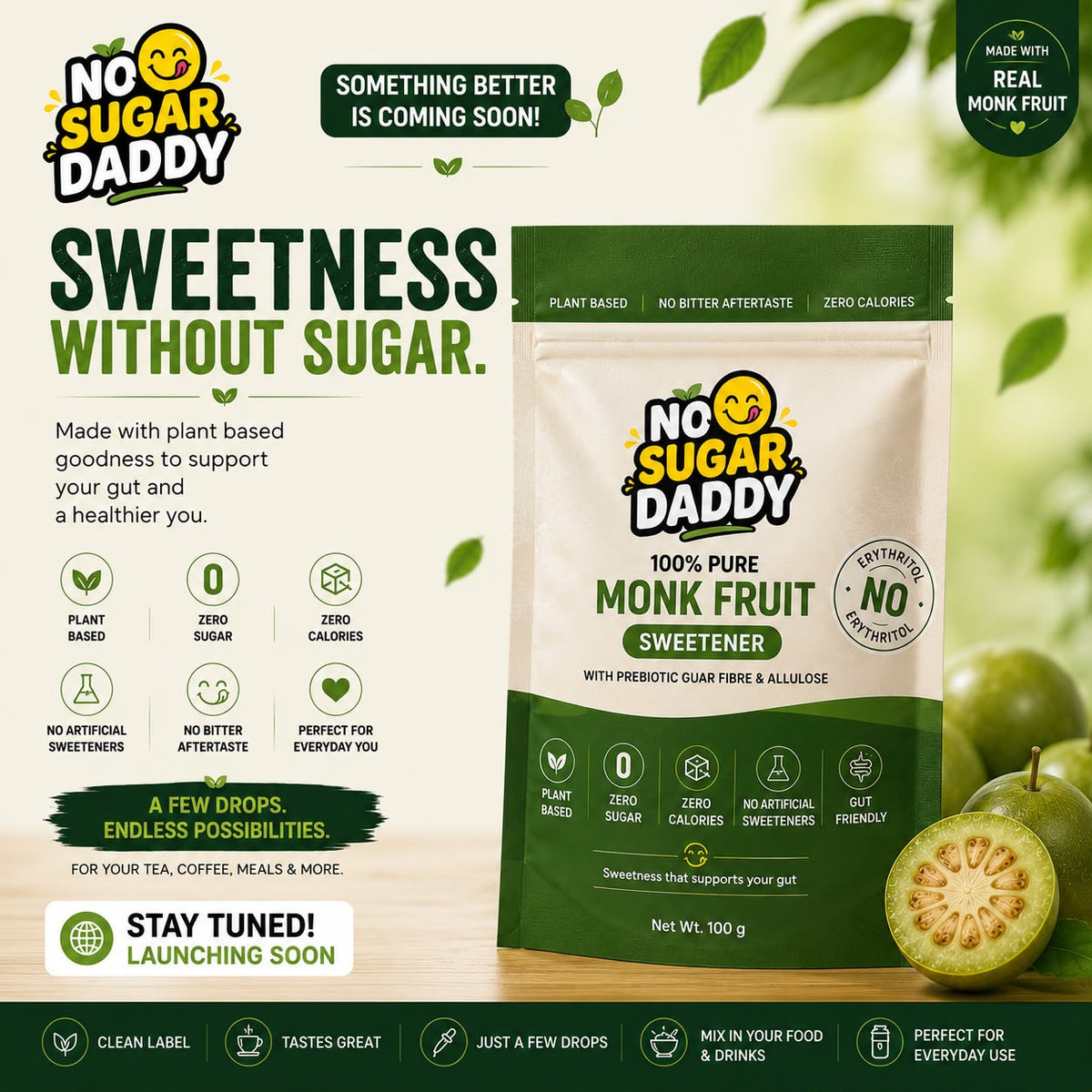 No Sugar Daddy 100% Pure Monk Fruit Sweetener